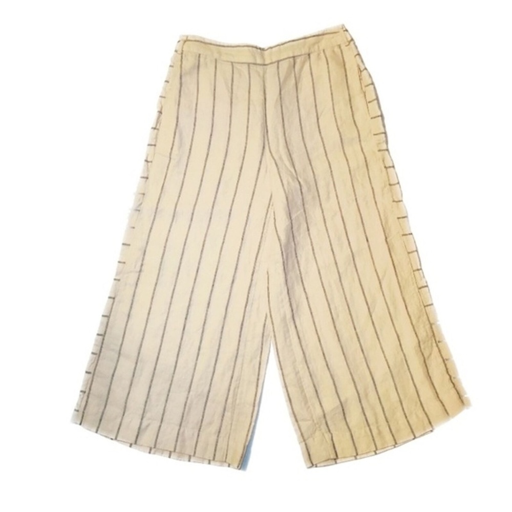 Anthropologie Striped Linen High Rise Wide leg Pant